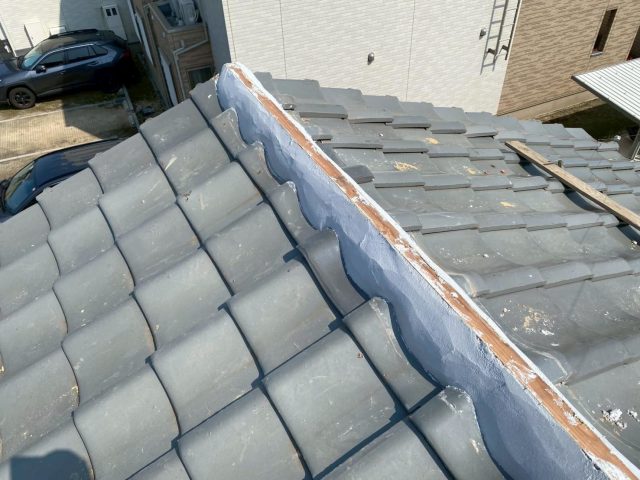 姫路市にて棟にモルロック塗り上げ